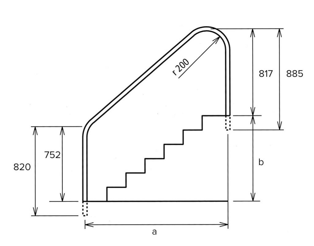 Hand Rail 2 Bend FX-05  With Welded Flange